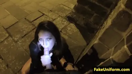 Cop knullar en prostituerad på en nattgata